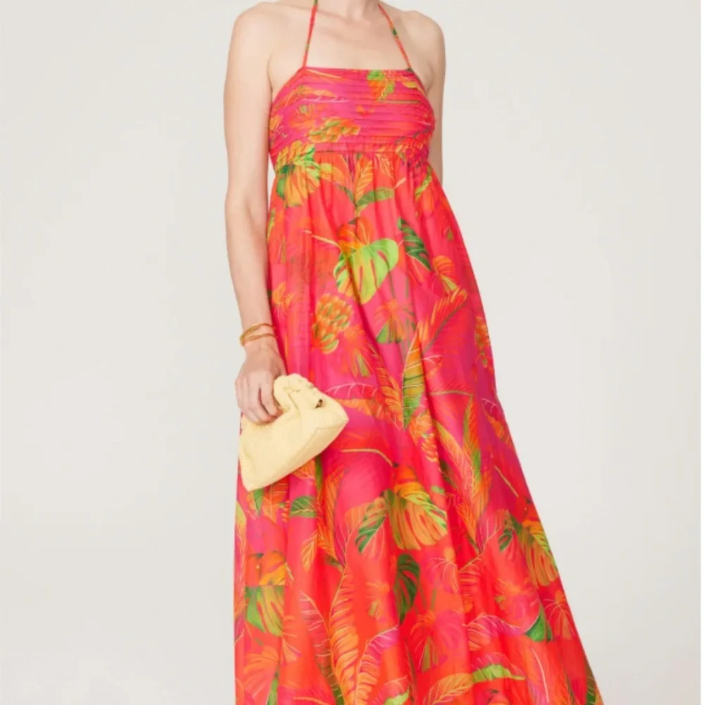 Farm Rio Orange Ombre Forest Maxi Dress - Picture 2 of 7